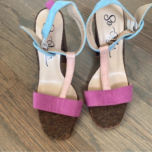 Modcloth Vibrant Pink and Blue Wedges - Picture 2 of 6